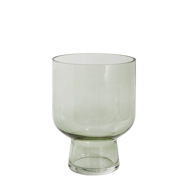 GLASS COMPOTE VASE EUCALYPTUS GREEN