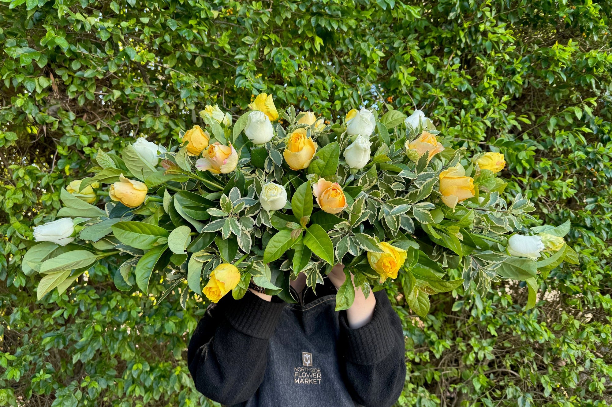 TWO TONE ROSE CASKET SPRAY