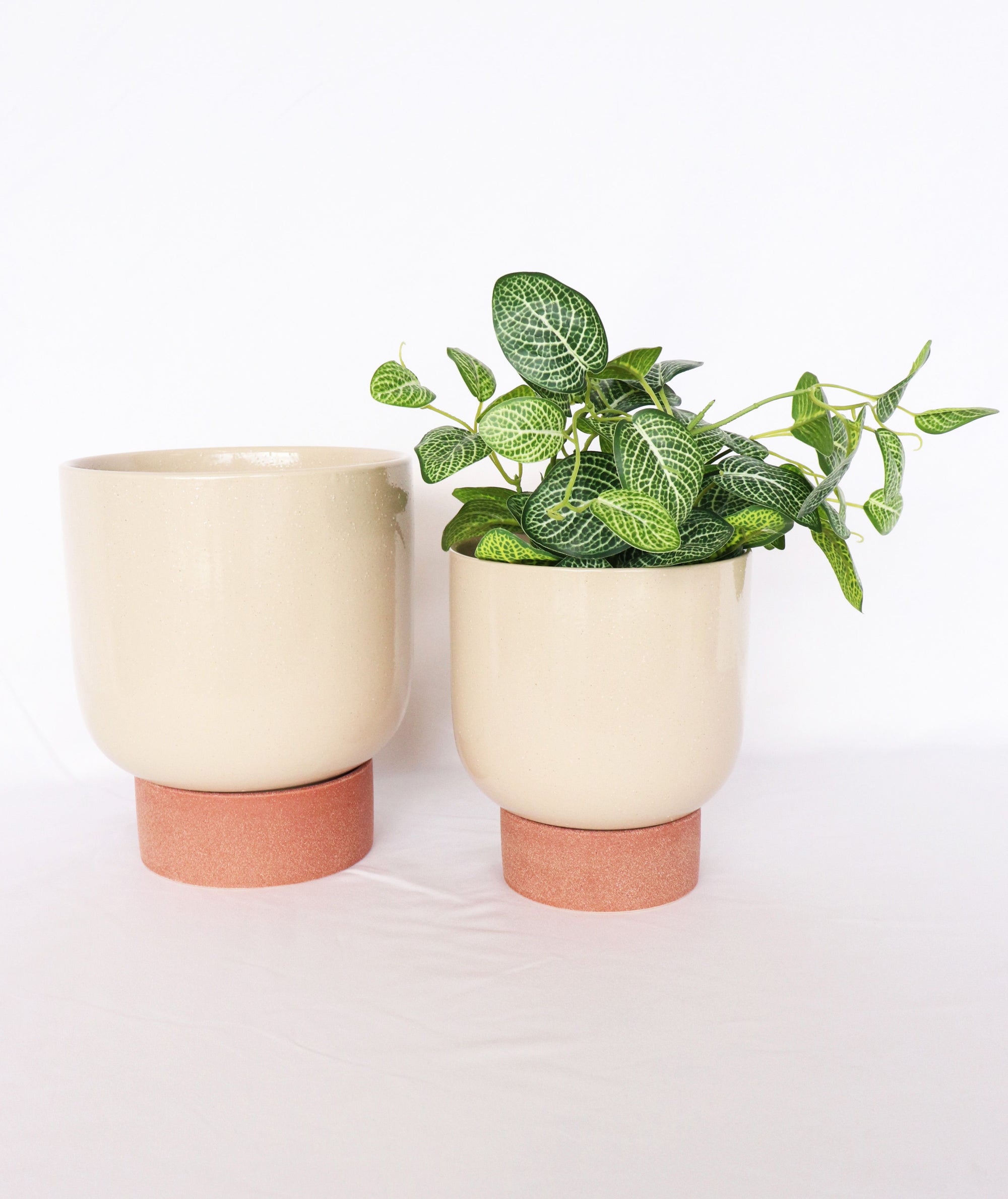 PRIM TALL PLANTER WITH SAUCER