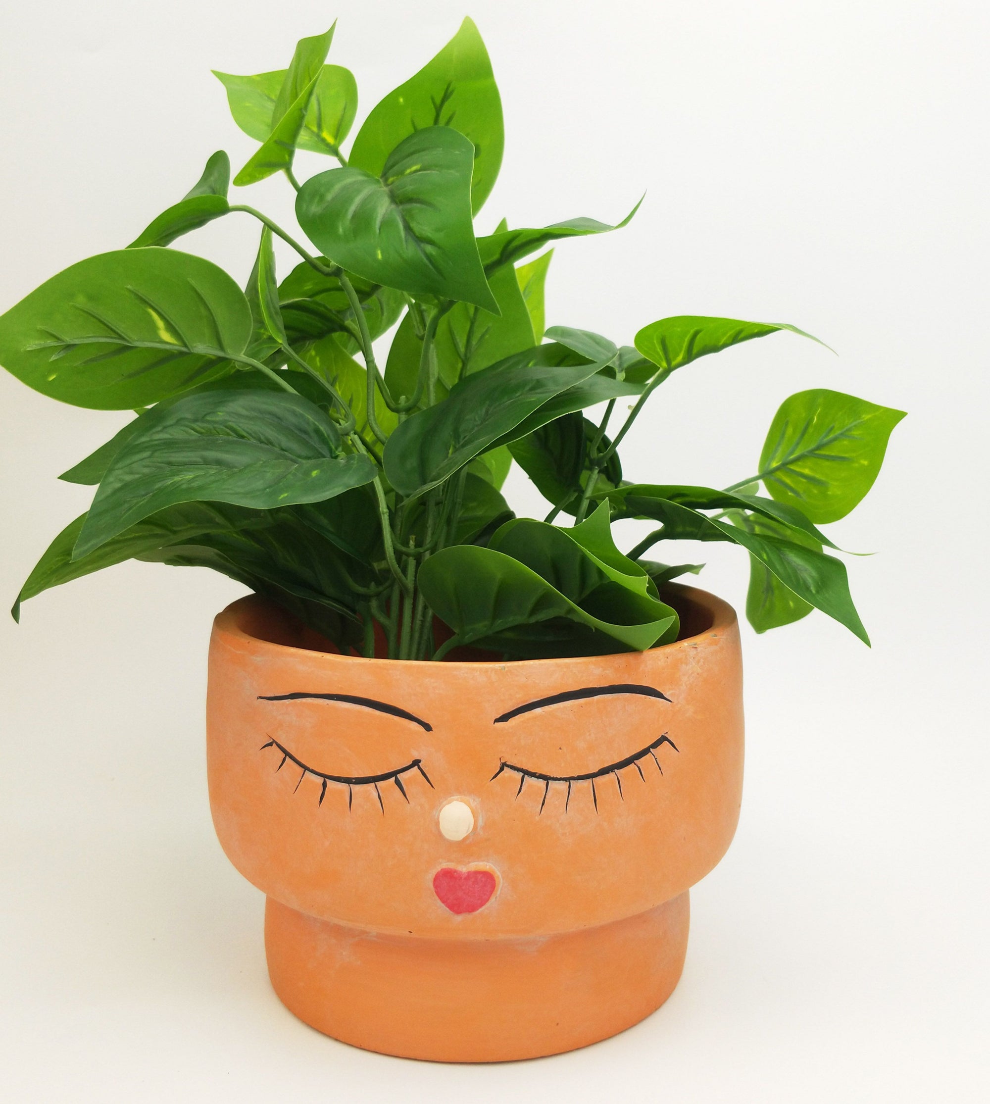 Face Squat Planter Terracotta Lg 12cm